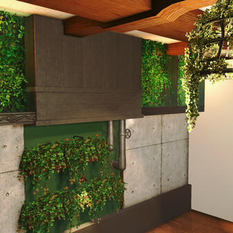 Hedge & Cement Cafe ft. feature wall