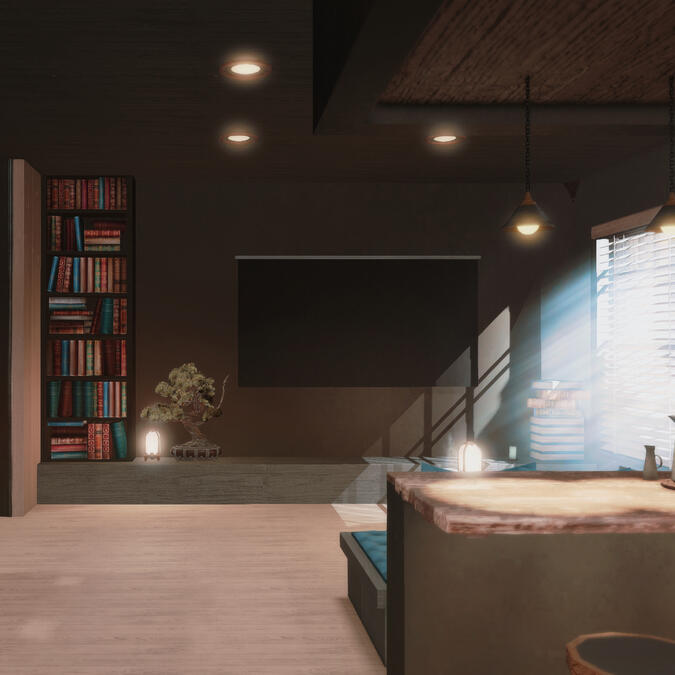 Black Blue Apartment ft. living space