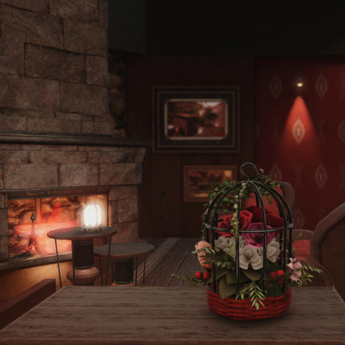 Burgundy Noir Bar ft. raised seating &amp; fireplace