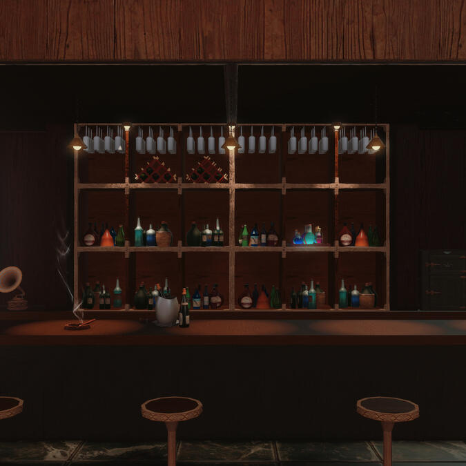 Burgundy Noir Bar ft. bar counter